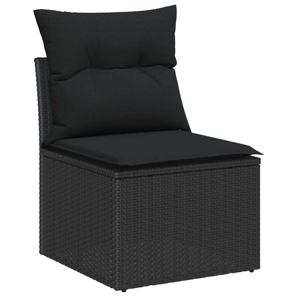 Garten-Sofa-Set mit Speicher 7 pcs Schwarz Poly Rattan